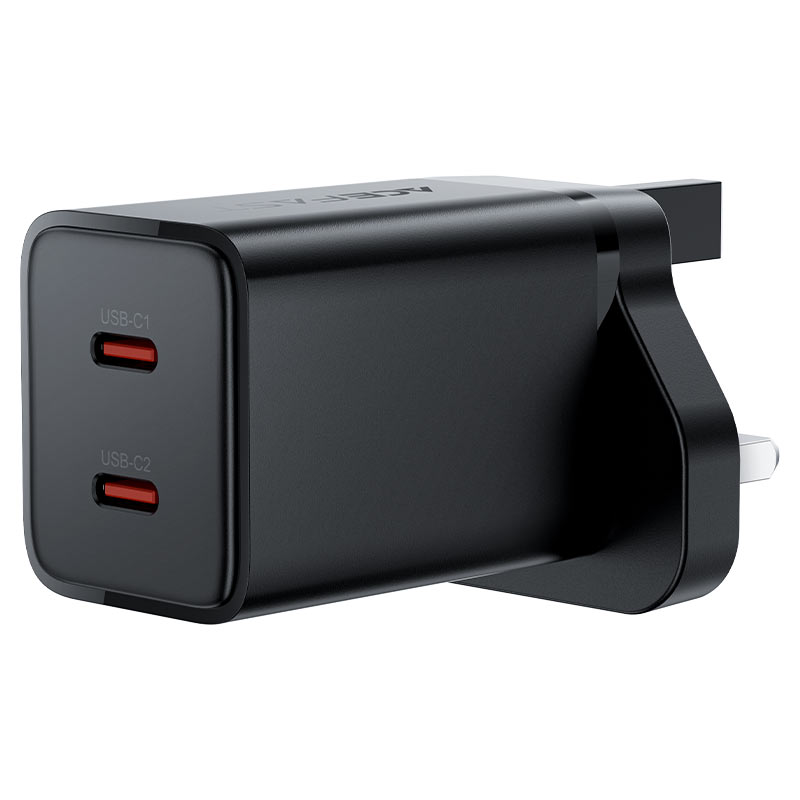 AceFast | 18497 | A128 | PD45W Gan (Usb C+Usb C) Charger | UK | Black