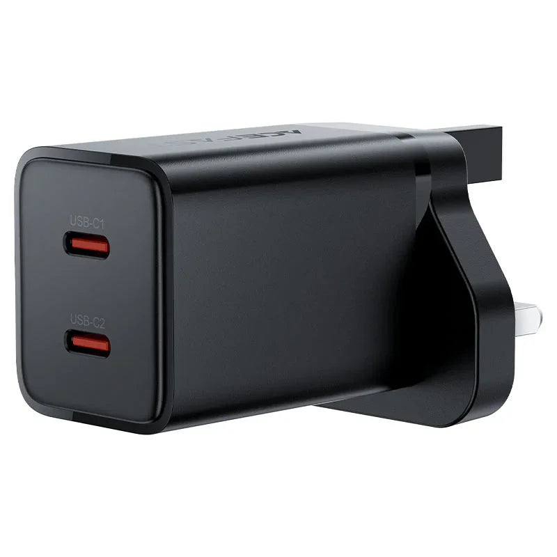 AceFast | 18497 | A128 | PD45W Gan (Usb C+Usb C) Charger | UK | Black