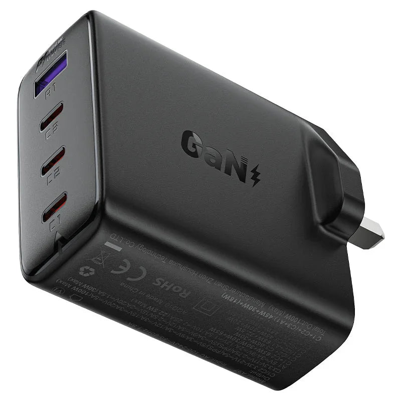 AceFast | 17300 | A97 | PD100W Gan (3*Usb C+Usb A) Charger | UK | Black