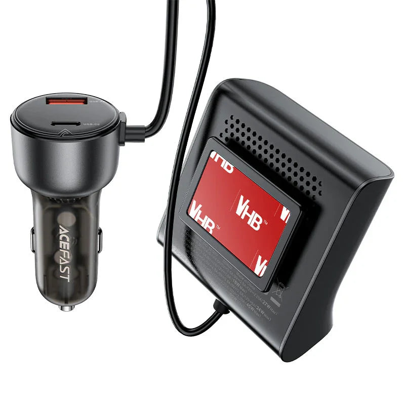AceFast | 15877 | B11 | 138W Car Charger Splitter With Digital Display | Black
