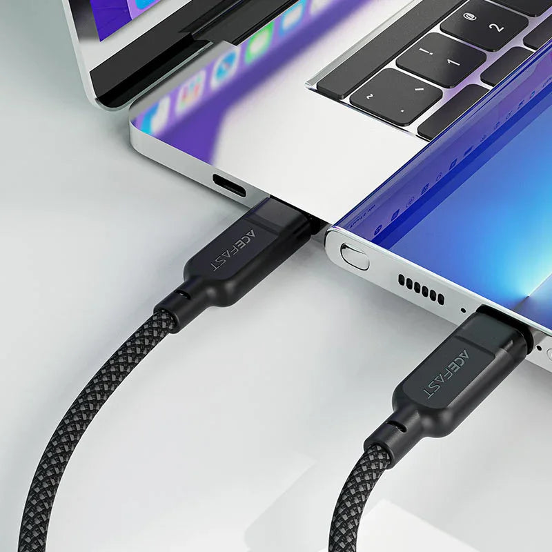 AceFast | 17674 | C5-11 | Usb C 2 In 1 100W Intelligent Balance Aluminum Alloy Connectors Charging Data Cable | Black