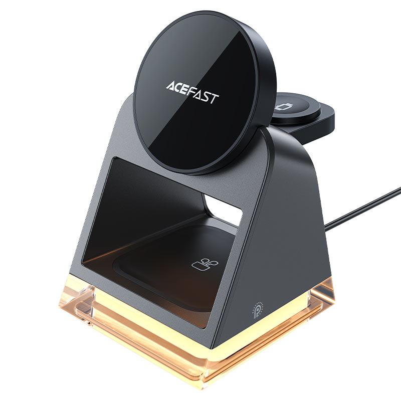 AceFast | 15912 | E17 | Desktop 3 In 1 Wireless Charging Holder | Black