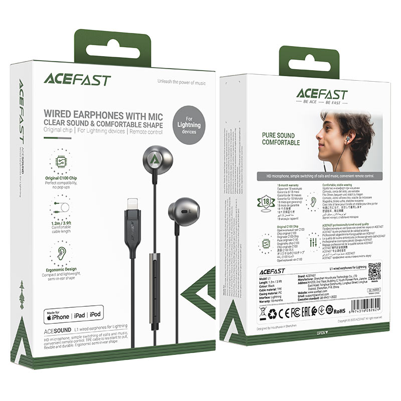 AceFast | 15919 | L2 | Usb C Wired Earphones | Black