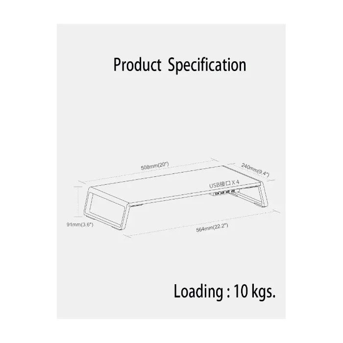 Aluminum Alloy Desk Monitor/notebook/laptop Stand Space Bar Anti-slip Desk Riser With Usb Charging