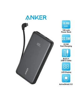 A110LH22 | Anker ZOLO POWER BANK | 10K | 35 W DuaL Built IN USB-C CABLE | Black