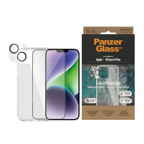 310103641، مجموعة الحماية PanzerGlass™ 3 في 1 لهاتف Apple iPhone 14 Plus - B0403+2785