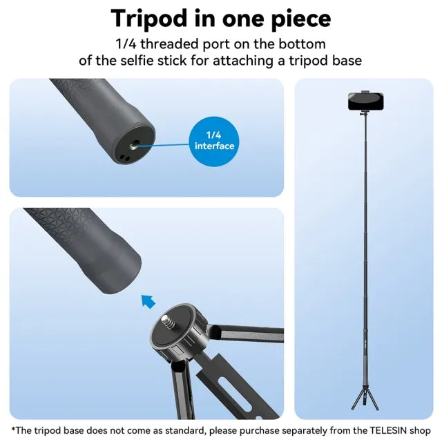 Telesin Third Generation 3.0m Carbon fiber selfie stick for action cameras