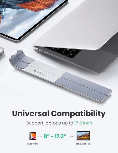 Aluminium Stand For 11 -15.6 Inch Laptop And Tablets With Carrying Pouch - Silver