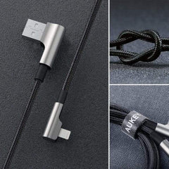 CB-BAL6 | Aukey 90 Degree Braided Nylon Sync & Charge Lightning Cable | 1.2 M / 3.95ft - GulfStore.com