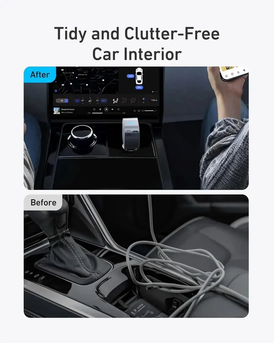 Anker Nano Car Charger (75W, USB-C Port, Built-in Retractable USB-C Cable) -Silver