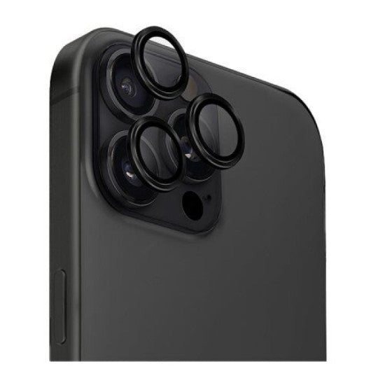 UNIQ OPTIX  IPHONE 16 PRO  (2024) 6.3/6.9 ALUMINIUM CAMERA LENS PROTECTOR - MIDNIGHT (BLACK)