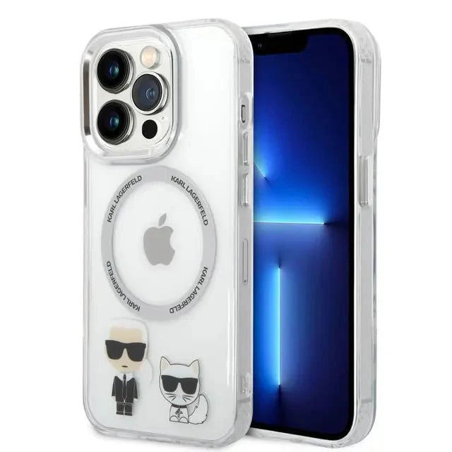 جراب Karl Lagerfeld Magsafe PC/TPU مع حلقة، iPhone 14 Pro - فضي