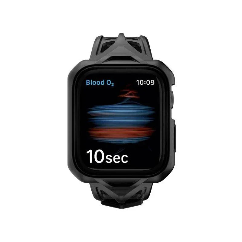 طقم حزام ساعة Spectrum Combo وحافظة واقية من الصدمات من Itskins لساعة Apple Watch مقاس 44 مم 2M مضادة للصدمات، باللون الأسود