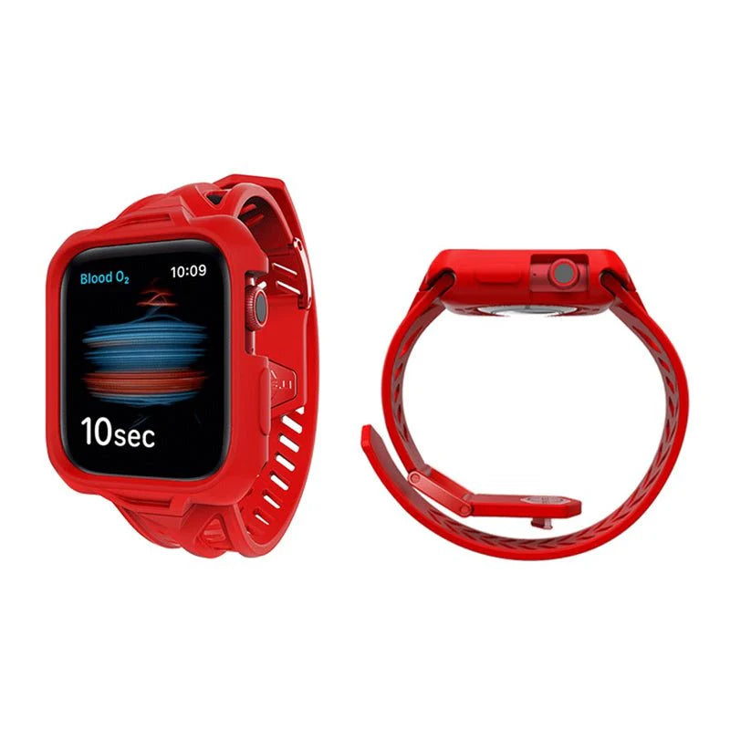 Itskins Spectrum Combo Watch Belt And Bumper Case Set For Apple Watch 44 mm 2M Antishock , Red