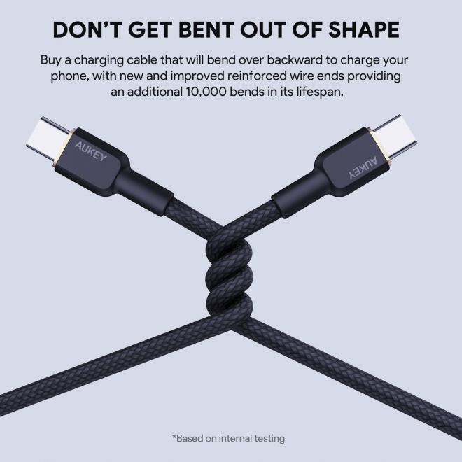 Aukey 1M Nylon Braided USB-C to USB-C CABLE CB-NCC1 - Black