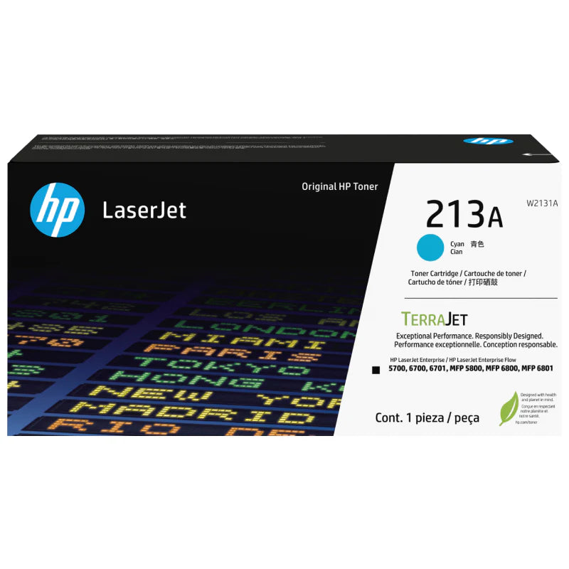 HP 213A Cyan Original LaserJet Toner Cartridge - 3000 Pages / Cyan Color / Toner Cartridge