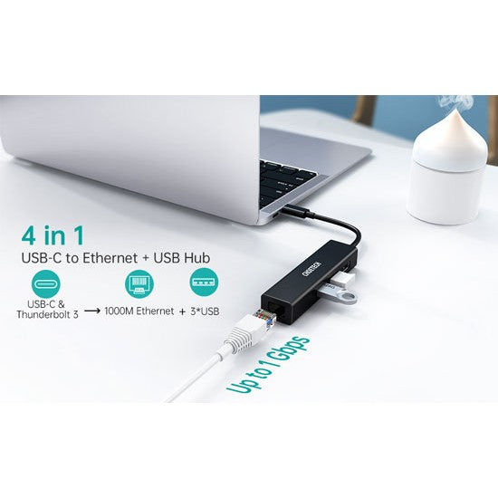 CHOETECH HUB USB C To Ethernet Hub HUB-U02BK