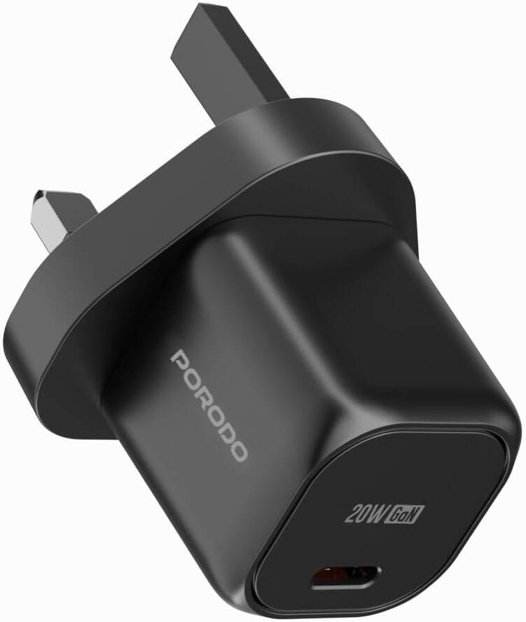 PD-FWCH027-BK-L | Porodo USB-C Power Delivery GaN Wall Charger  UK | Black - GulfStore.com