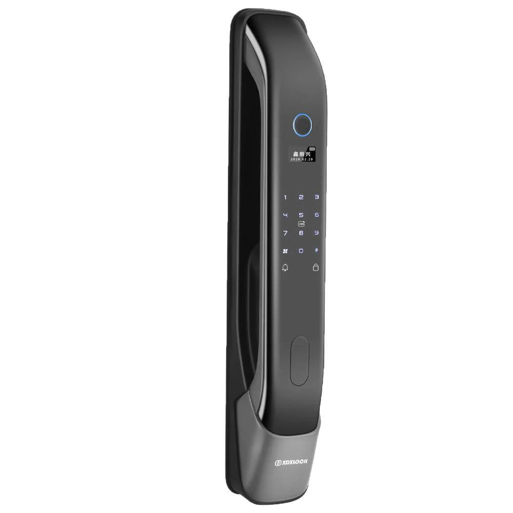Elite Smart Door Lock , Finger Print + Password + RFID Card + Key + Temporary Key + IR Camera - LCD Display 4 - Black