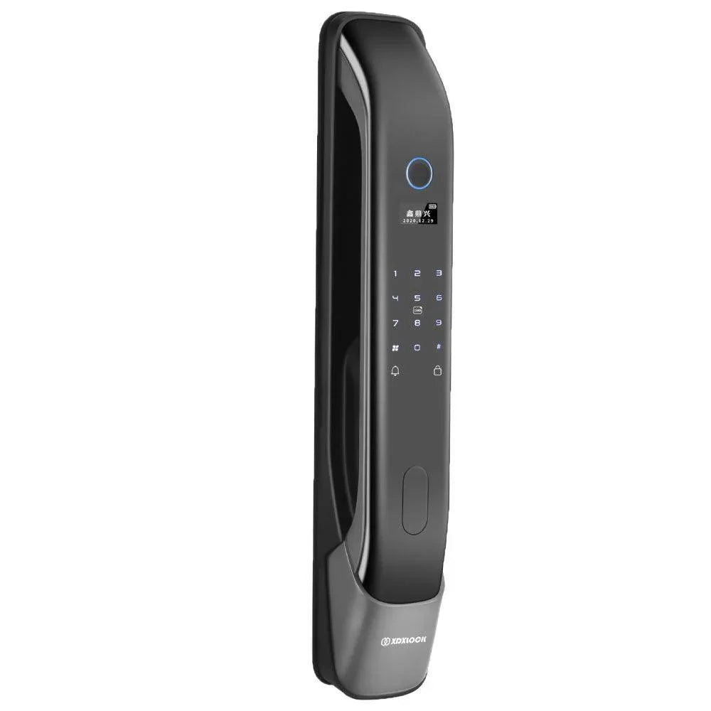 Elite Smart Door Lock , Finger Print + Password + RFID Card + Key + Temporary Key + IR Camera - LCD Display 4 - Black