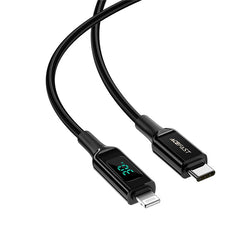 AceFast | 15887 | C6-01 | Usb C To Lightning Zinc Alloy Digital Display Braided Charging Data Cable | Black - GulfStore.com