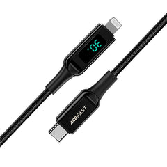 AceFast | 15887 | C6-01 | Usb C To Lightning Zinc Alloy Digital Display Braided Charging Data Cable | Black - GulfStore.com