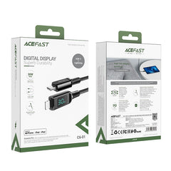 AceFast | 15887 | C6-01 | Usb C To Lightning Zinc Alloy Digital Display Braided Charging Data Cable | Black - GulfStore.com