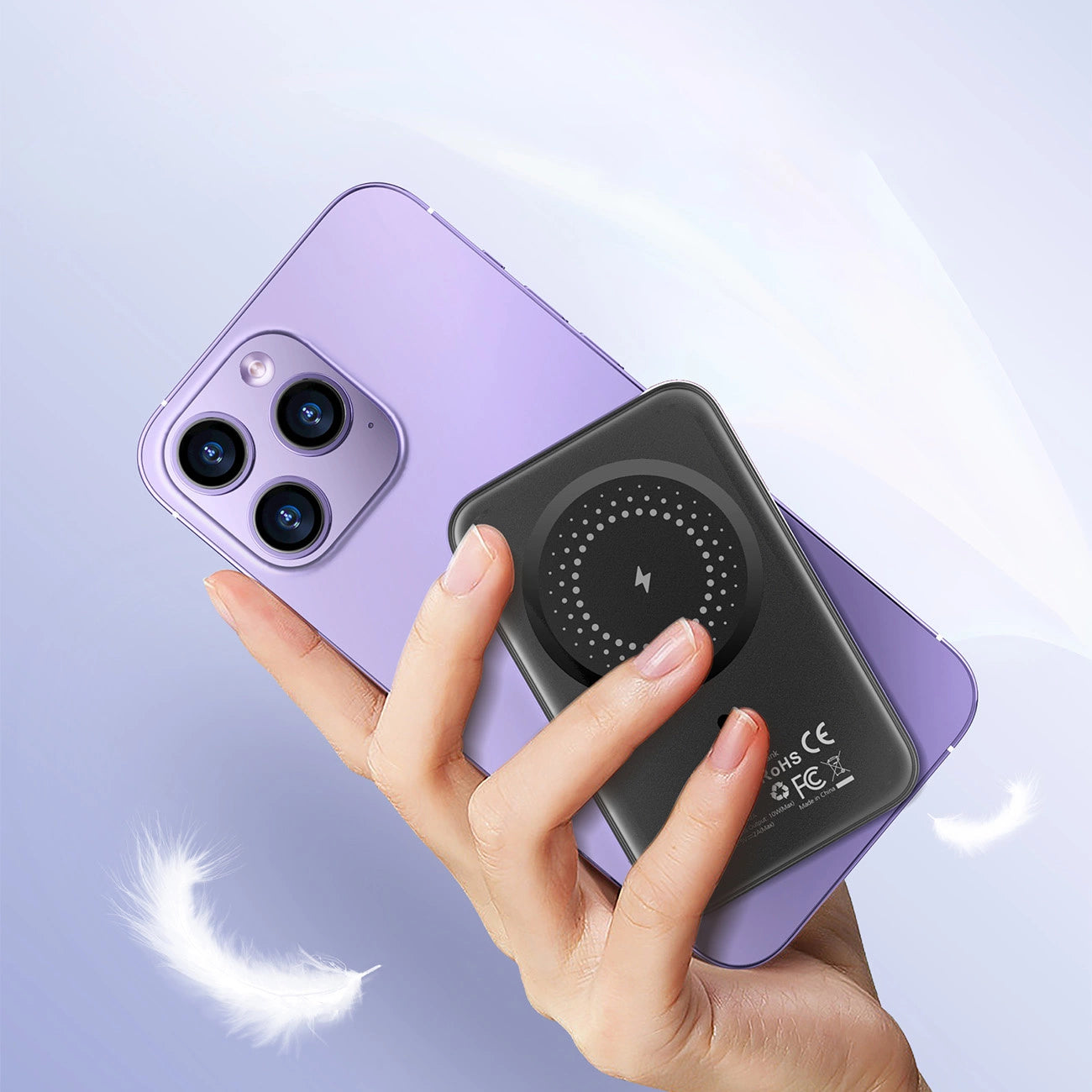 B655 Choetech 5000mah Mini magnetic wireless power bank silver