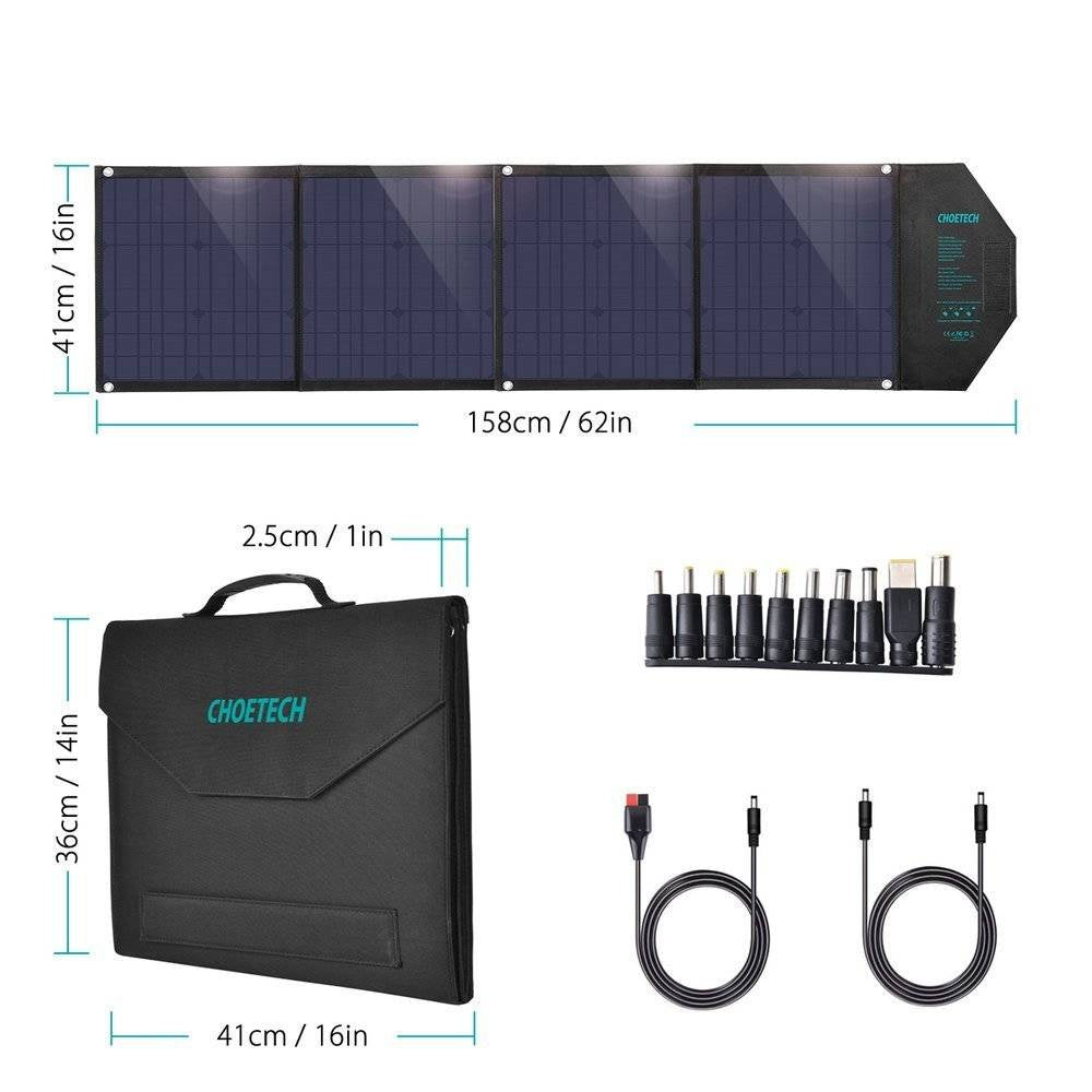 SC007 Choetech 80W Foldable DC+ PD30W Type-c+2*USB-A QC18W Solar Charger pannel folding bag