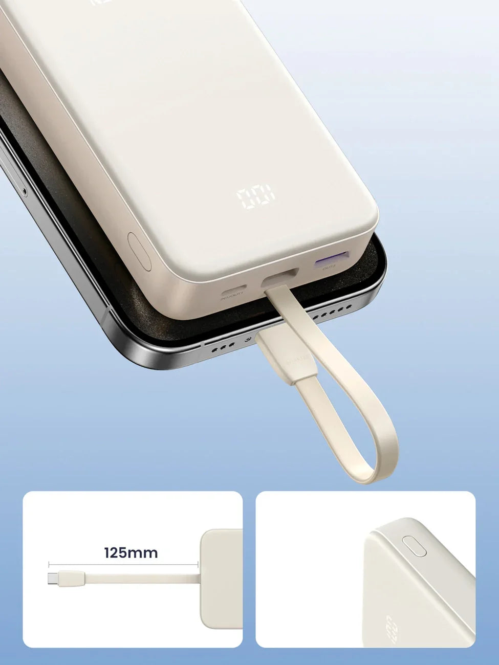 PB505 | UGREEN | 20000mAh PB with Built-in Cable35340 | 35340