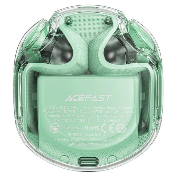 AceFast | 17309 | T8 | Crystal 2-Color Bluetooth Earbuds | Mint Green