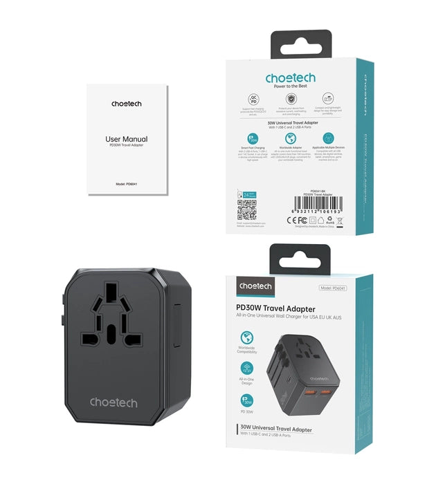 PD6041 , Chotech PD30W C+2A Travel Wall Charger , black