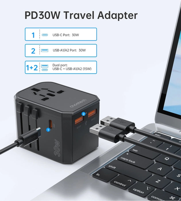 PD6041 , Chotech PD30W C+2A Travel Wall Charger , black