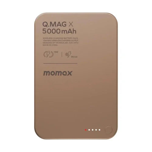 IP116AL2 | بطارية Momax Q.Mag X اللاسلكية بسعة 5000 مللي أمبير/ساعة | تيتانيوم صحراوي