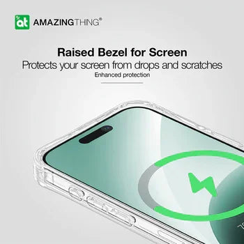 AMAZINGTHING، جراب MAGSAFE AT TITAN EDGE المقاوم للسقوط لهاتف IPHONE 15 PRO MAX 6.7، شفاف، IP156.7PTEMCL