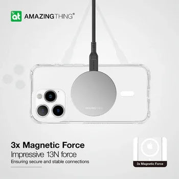 AMAZINGTHING، جراب MAGSAFE AT TITAN EDGE المقاوم للسقوط لهاتف IPHONE 15 PRO MAX 6.7، شفاف، IP156.7PTEMCL