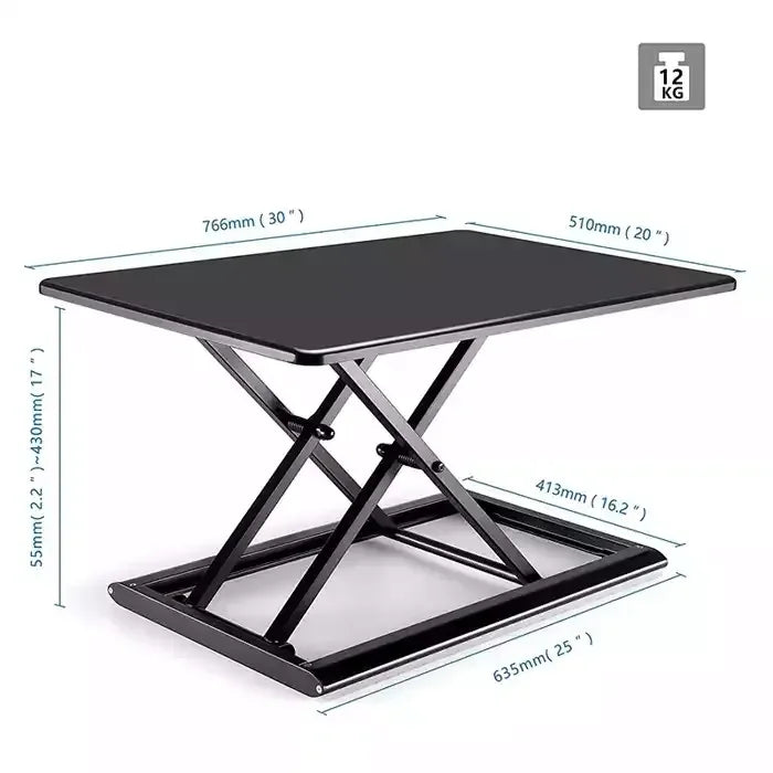 Gamvity Height Adjustable Foldable Standing Desk (30X20) inch ID-30 - Black