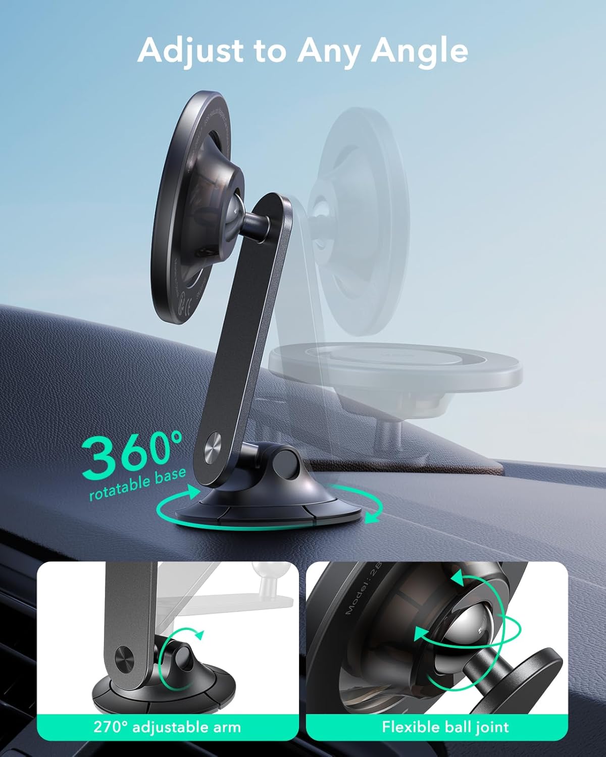 ESR | 2B5170701 | ESR mini Dashboard Phone Mount Magsafe Black Carbon Fiber with Magnetic Rings