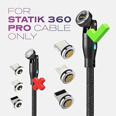 Statik | PUP-0135 | Statik Magnetic Tips for Magnetic Charge Cables, 3-Pack 1x Lightning, 1x USB-C, 1x Micro-USB