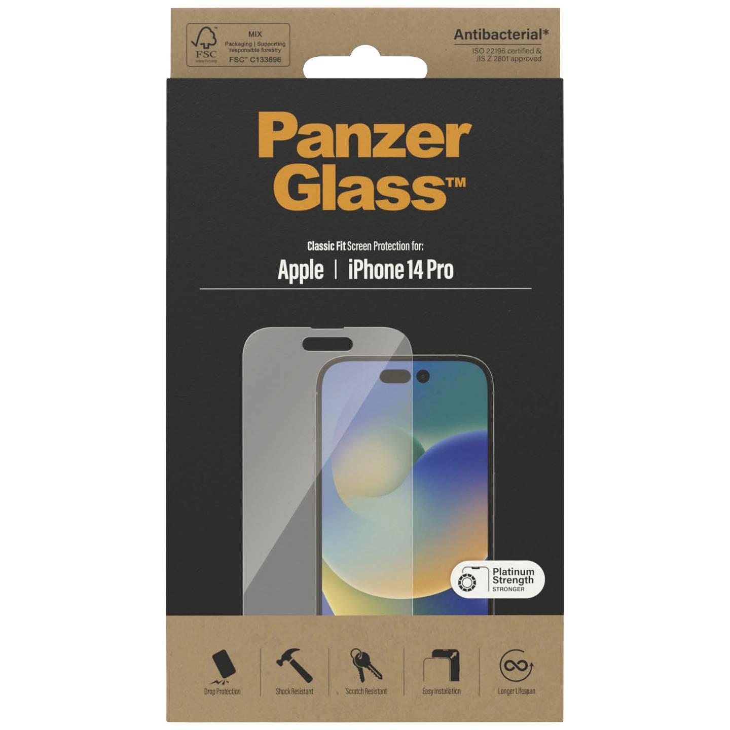 310103614، واقي شاشة PanzerGlass™ لهاتف Apple iPhone 14 Pro | مقاس كلاسيكي - 2768