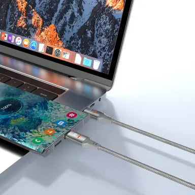PD-CBL0028-GY-C | Porodo USB-C To USB-C LED Light Cable | Grey