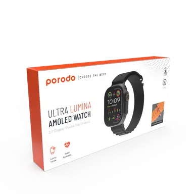 PD-LUMINA-BK | Porodo Smart Watch Amoled Ultra Lumina W/1 Alpine Band & 1 Ocean Band | Black