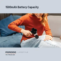 PD-FMGUN-BK | Porodo Lifestyle Precision Handheld Massager with 4 Interchangeable Head | Black - GulfStore.com