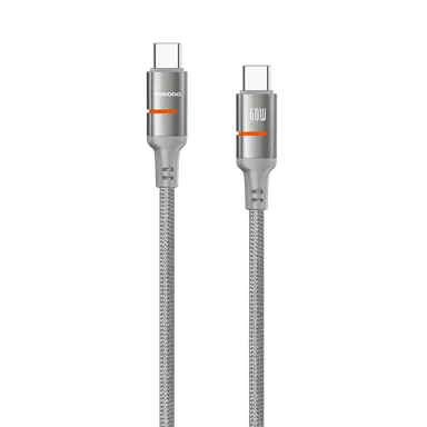 PD-CBL0028-GY-C | Porodo USB-C To USB-C LED Light Cable | Grey