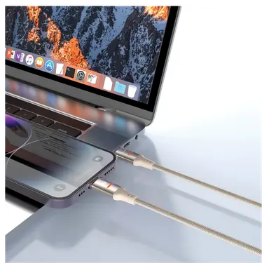 PD-CBL0028-GD-L | Porodo USB-C To Lightning LED Light Cable | Gold