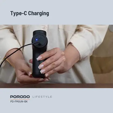PD-FMGUN-BK | Porodo Lifestyle Precision Handheld Massager with 4 Interchangeable Head | Black - GulfStore.com