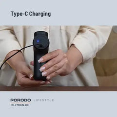PD-FMGUN-BK | Porodo Lifestyle Precision Handheld Massager with 4 Interchangeable Head | Black - GulfStore.com
