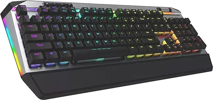 لوحة مفاتيح ألعاب ميكانيكية Patriot Viper Gaming V765 مضاءة بإضاءة RGB مع عناصر تحكم في الوسائط - مفاتيح Kailh Box، 104 مفاتيح قياسية، مسند راحة يد مغناطيسي قابل للإزالة