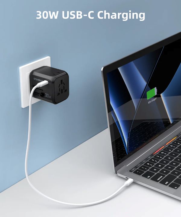 Chotech GaN PD30W 3A+C Travel Travel Wall Charger Charger black