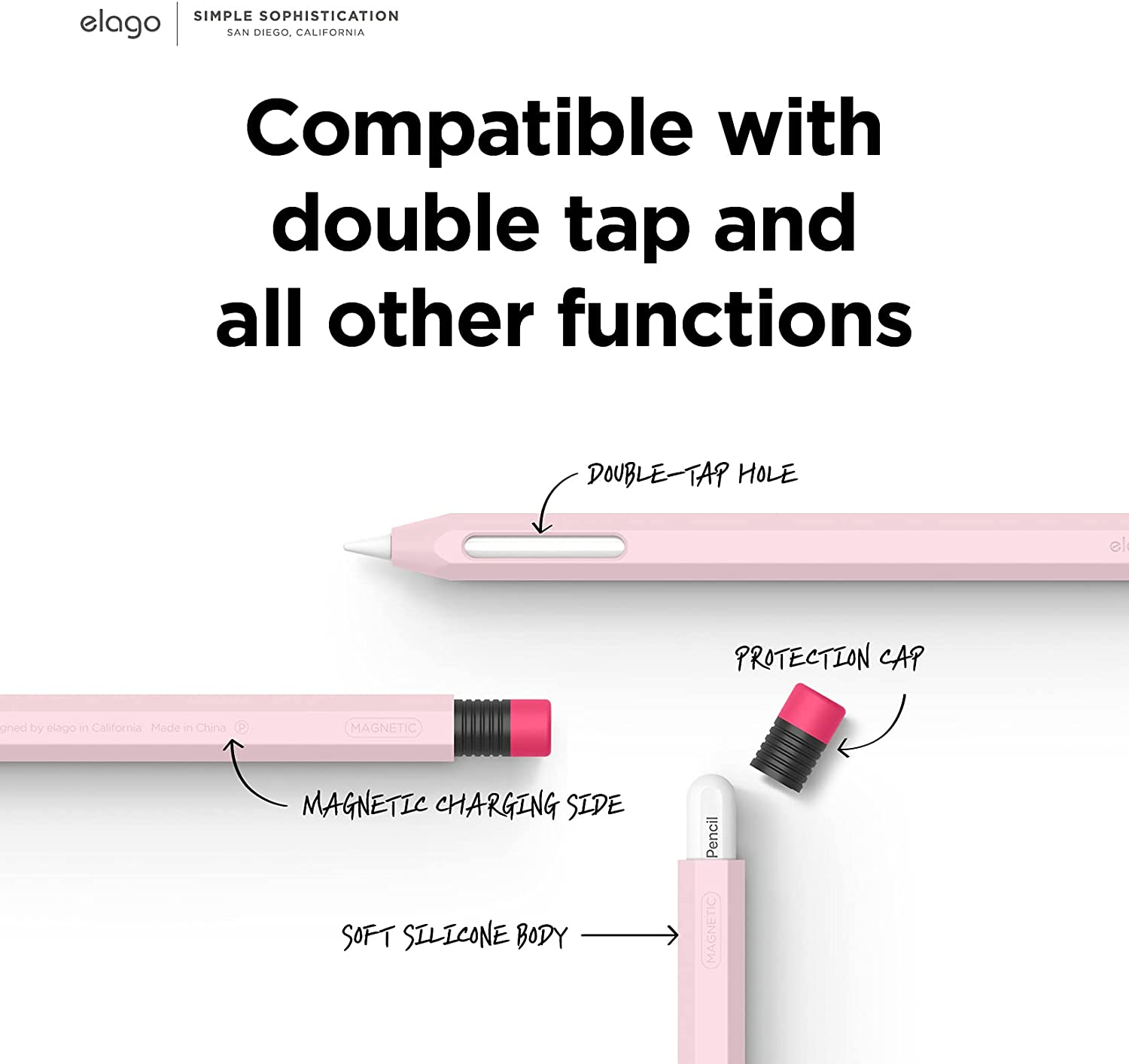 Elago | EAPEN2-SC-LPK | Elago Apple Pencil 2nd Gen / Apple Pencil Pro Classic Case - Pink